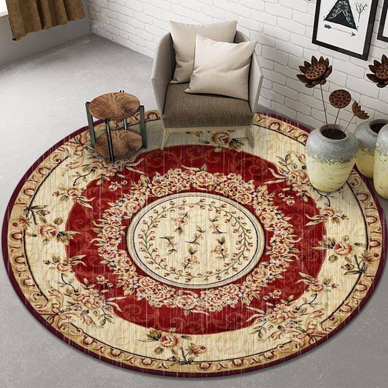 Mandala Runder Teppich Schlafzimmer Wohnzimmer Teppich Boho Ethnischer Stil Rutschfester Badezimmer Bodenteppich Kinderzimmer Bodenmatte 100*100cm von Joom DACH