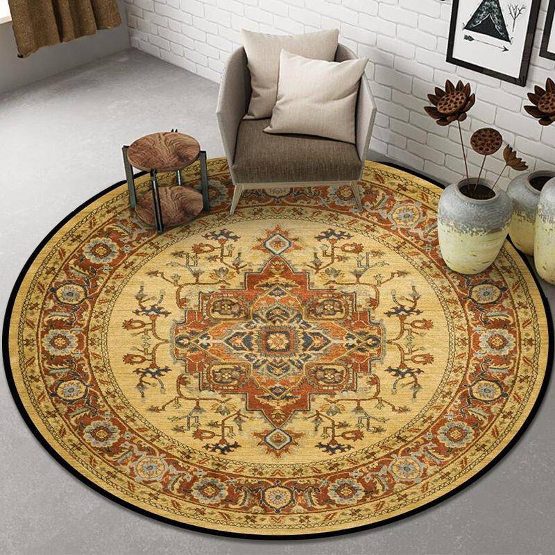 Mandala Runder Teppich Schlafzimmer Wohnzimmer Teppich Boho Ethnischer Stil Rutschfester Badezimmer Bodenteppich Kinderzimmer Bodenmatte 120*120cm von Joom DACH