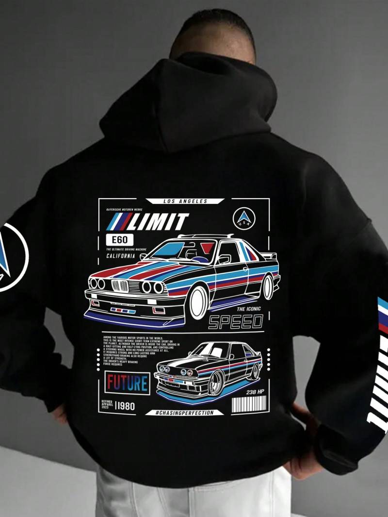 Manfinity Dauomo Übergröße Herren Casual Auto Logo Print Fleece-Kapuzenpullover, Herbst & Winter XL von Joom DACH