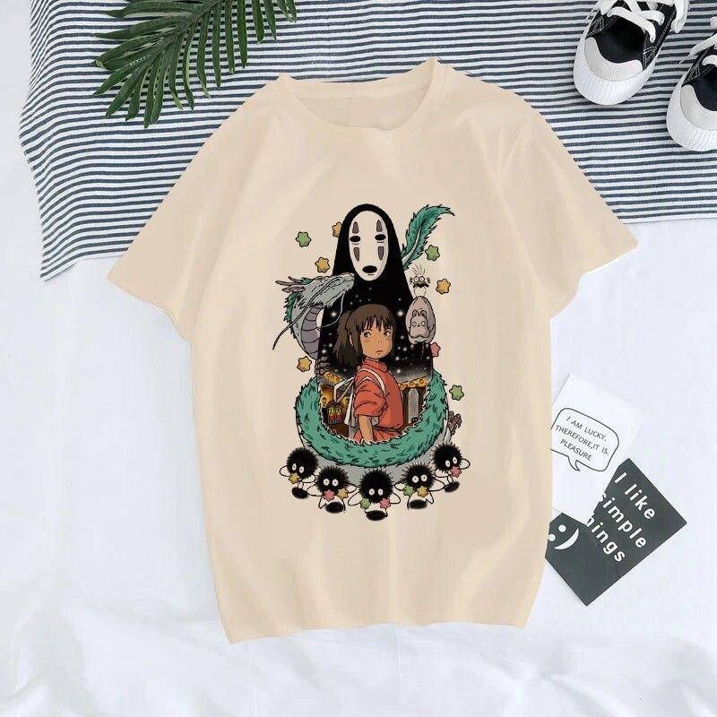 Manga Anime 90er Jahre Totoro Harajuku Ullzang T-Shirt Damen T-Shirt Miyazaki Hayao Spirited Away T-Shirt Top T-Shirts weiblich S von Joom DACH
