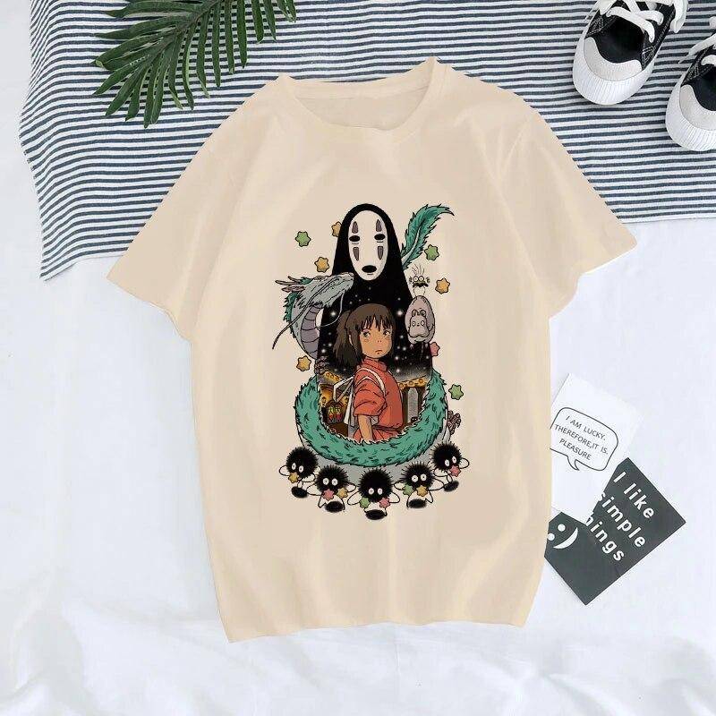 Manga Anime 90er Jahre Totoro Harajuku Ullzang T-Shirt Damen T-Shirt Miyazaki Hayao Spirited Away T-Shirt Top T-Shirts weiblich S von Joom DACH