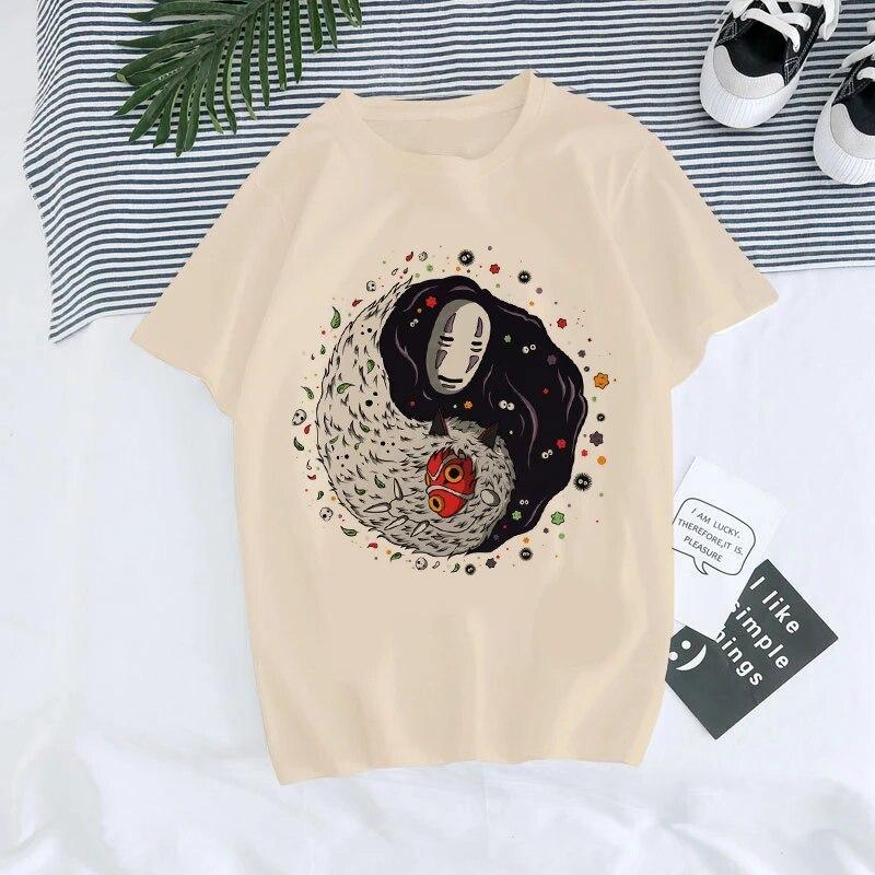 Manga Anime 90er Jahre Totoro Harajuku Ullzang T-Shirt Damen T-Shirt Miyazaki Hayao Spirited Away T-Shirt Top T-Shirts weiblich S von Joom DACH