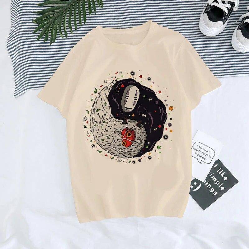 Manga Anime 90er Jahre Totoro Harajuku Ullzang T-Shirt Damen T-Shirt Miyazaki Hayao Spirited Away T-Shirt Top T-Shirts weiblich S von Joom DACH