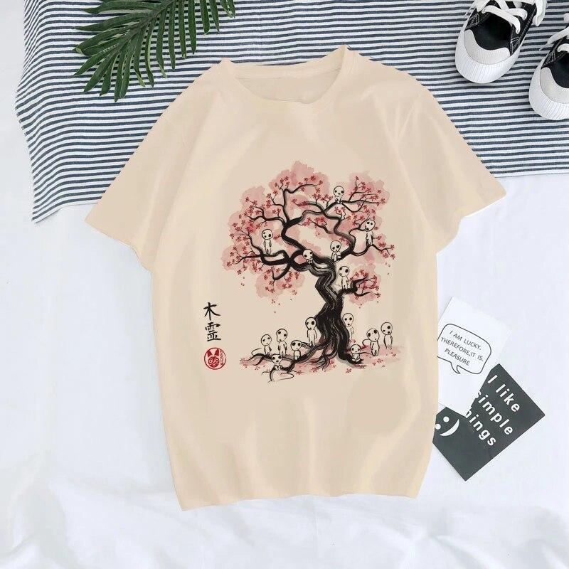 Manga Anime 90er Jahre Totoro Harajuku Ullzang T-Shirt Damen T-Shirt Miyazaki Hayao Spirited Away T-Shirt Top T-Shirts weiblich S von Joom DACH
