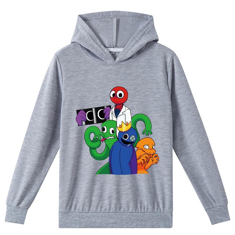 Manga Graphic Rainbow Friends Kapuzenpullover für Kinder, mit Kapuze, lange Ärmel, Mäntel, Kleinkind, Teenager, Kinder, Jungen, Mädchen, Cartoon-Sweatshirt, lässige Oberteile, Oberbekleidung 120cm grau von Joom DACH