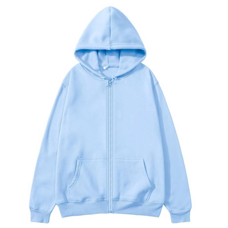 Mann Fleece Zip Down Hoodies Jacken Männer Einfarbig Mit Kapuze Strickjacke Mantel Casual Sweatshirt Kleidung XXXL hellblaue von Joom DACH