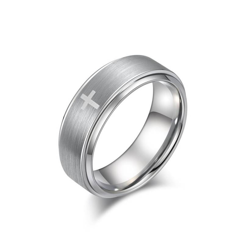Mann Kreuz Ring Einfache Laser Lasergravur Mode Personalisierte Wolfram Schmuck Unisex Hip Hop Punk Paar Hochzeit Fingerring 9# von Joom DACH