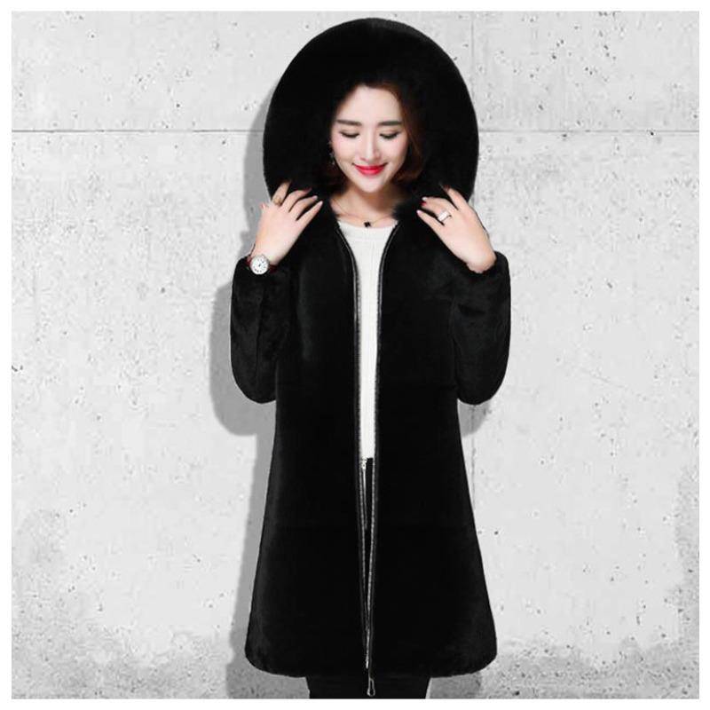 Mantel Damen Mittel und Lang Neu Koreanische Version Pelzmantel Winter 5XL schwarz von Joom DACH