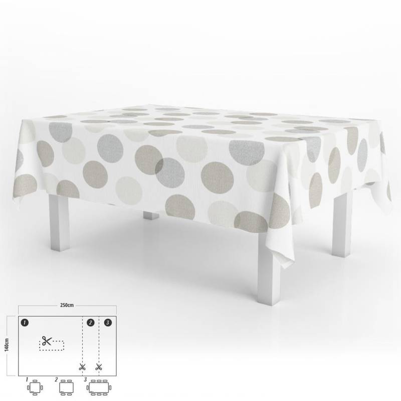 Rechteckige Wachstuch-Tischdecke Beige Kreise Wasserdicht Schmutzabweisend PVC 140x250 cm. Zuschneidbar für den Innen- und Außenbereich von Joom DACH