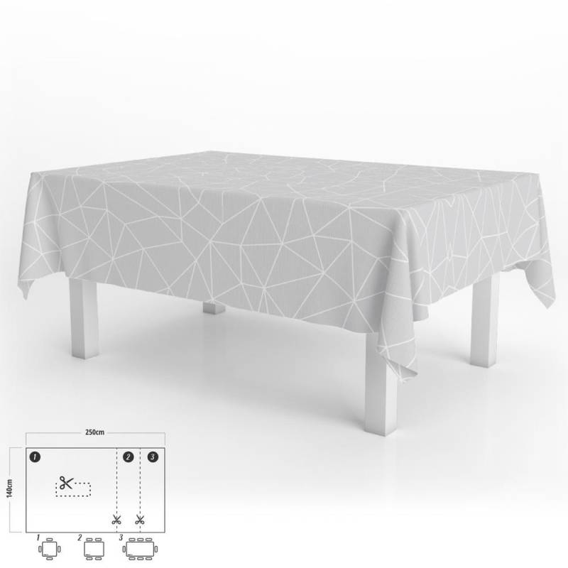 Rechteckige geometrische graue Wachstuch-Tischdecke, wasserdicht, schmutzabweisend, PVC, 140 x 250 cm. Zuschneidbar für den Innen- und Außenbereich von Joom DACH