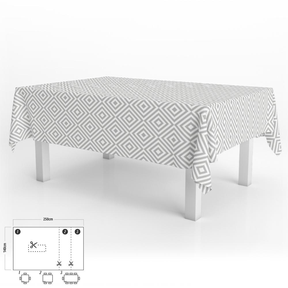 Rechteckige Wachstuch-Tischdecke Graue Rauten Wasserdicht Schmutzabweisend PVC 140x250 cm. Zuschneidbar für den Innen- und Außenbereich von Joom DACH