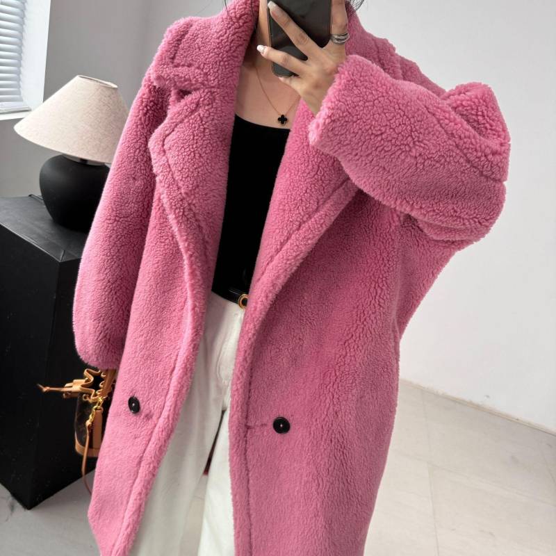 Mantel Mantel Pelz Silhouette Alpaka Winter Lang Klassische Silhouette Mantel für Frauen One size von Joom DACH