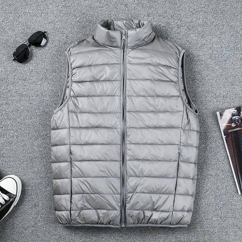Mantel Ultraleichte ärmellose Pufferweste Jacke Ultradünne warme leichte Daunenjacke Weste Winter Herren Entendaunenweste Mäntel L graue von Joom DACH