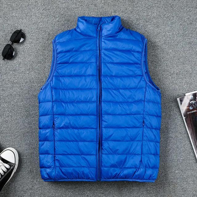Mantel Ultraleichte ärmellose Pufferweste Jacke Ultradünne warme leichte Daunenjacke Weste Winter Herren Entendaunenweste Mäntel XL blau von Joom DACH