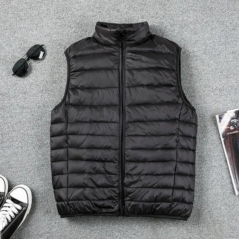 Mantel Ultraleichte ärmellose Pufferweste Jacke Ultradünne warme leichte Daunenjacke Weste Winter Herren Entendaunenweste Mäntel XXXXL schwarz von Joom DACH