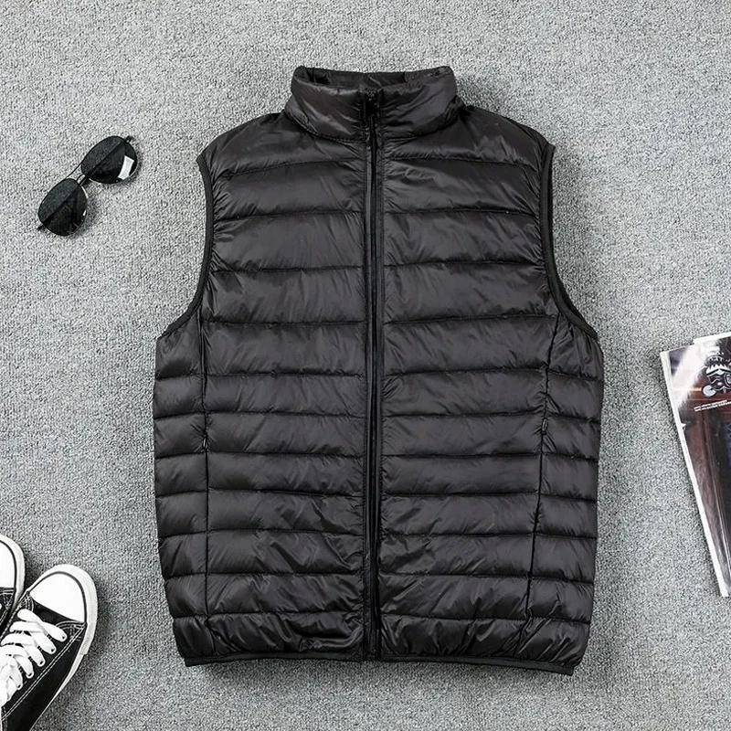 Mantel Ultraleichte ärmellose Pufferweste Jacke Ultradünne warme leichte Daunenjacke Weste Winter Herren Entendaunenweste Mäntel XXXXL schwarz von Joom DACH