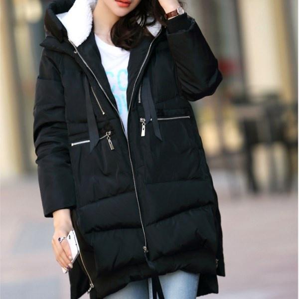 Mantel Winter Mode Frauen Persönlichkeit Mit Kapuze Solide Warm Mantel Mit Tasche Parka XXXXXL schwarz von Joom DACH