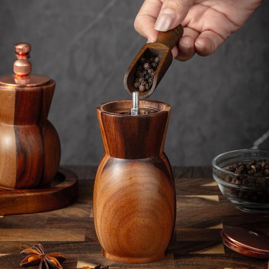 Manuelle Pfeffermühle Moderne Handkurbelmühle mit Akazienholzkörper Metallgriff Keramik 4Inch Manuelle Pfeffermühle Moderne Handkurbelmühle mit Akazienholzkörper Metallgriff Keramik 4Inch von Joom DACH
