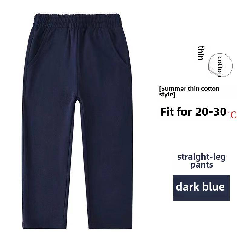 Marineblaue Sporthose aus reiner Baumwolle für Grundschüler in Schuluniform – Jungen und Mädchen, lockere Passform, Sommerhose. 120cm von Joom DACH