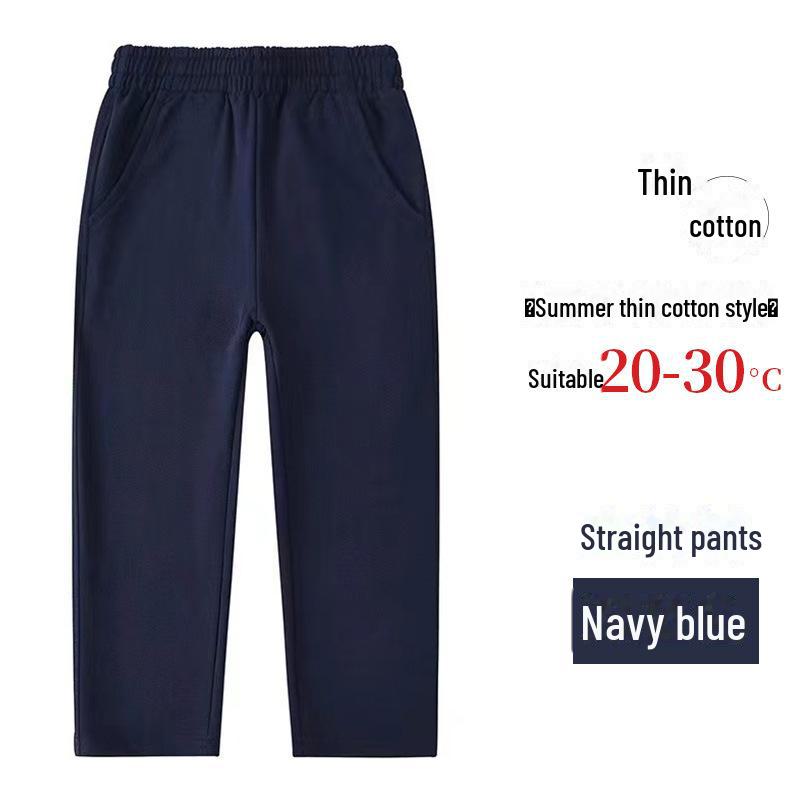 Marineblaue Sporthose aus reiner Baumwolle für Grundschüler in Schuluniform – Jungen und Mädchen, lockere Passform, Sommerhose. 170cm von Joom DACH