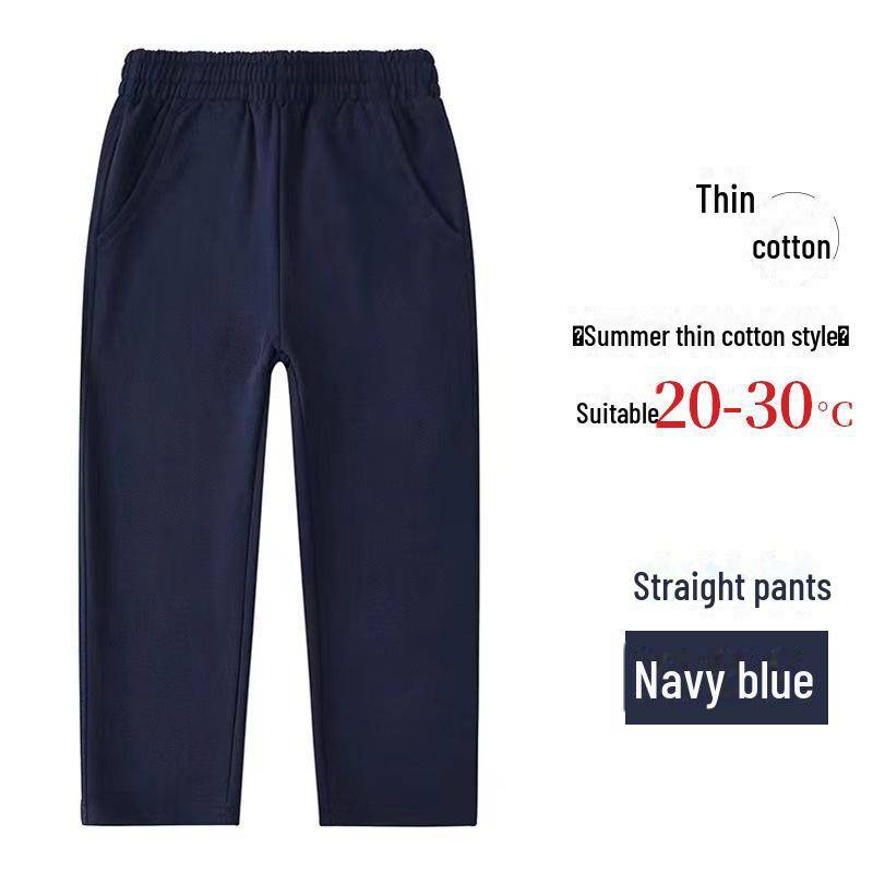 Marineblaue Sporthose aus reiner Baumwolle für Grundschüler in Schuluniform – Jungen und Mädchen, lockere Passform, Sommerhose. 170cm von Joom DACH