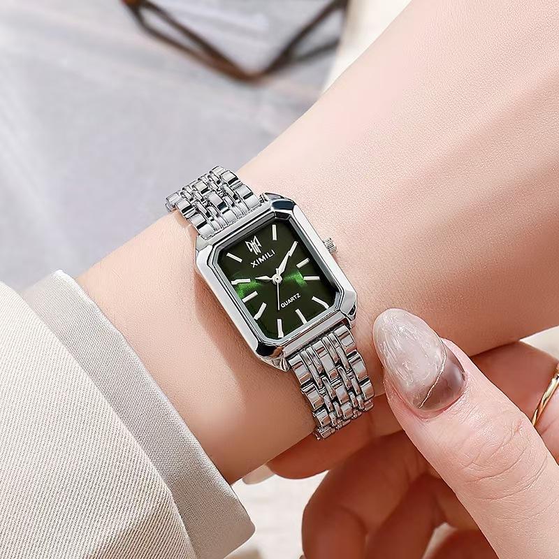 Marke Edelstahl Armband Uhr Frauen Luxus Geschenk Quarz Armbanduhr Student Mode Einfache Quadratische Quarz Uhren von Joom DACH