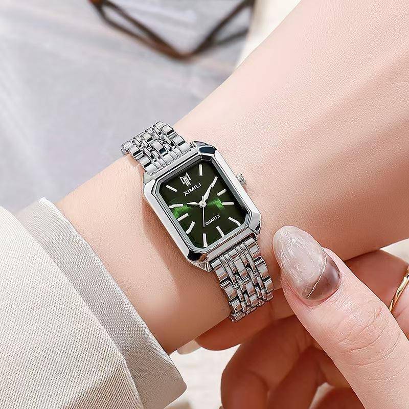 Marke Edelstahl Armband Uhr Frauen Luxus Geschenk Quarz Armbanduhr Student Mode Einfache Quadratische Quarz Uhren von Joom DACH