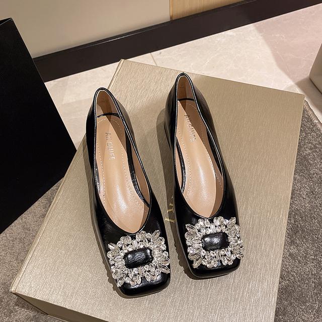 Marke Frauen Chunky Sandalen Mid Heels Flache Schuhe Designer Kristall Pumpen Sommer Neue Trend Kleid Party Frauen Schuhe Mujer 36 schwarz von Joom DACH