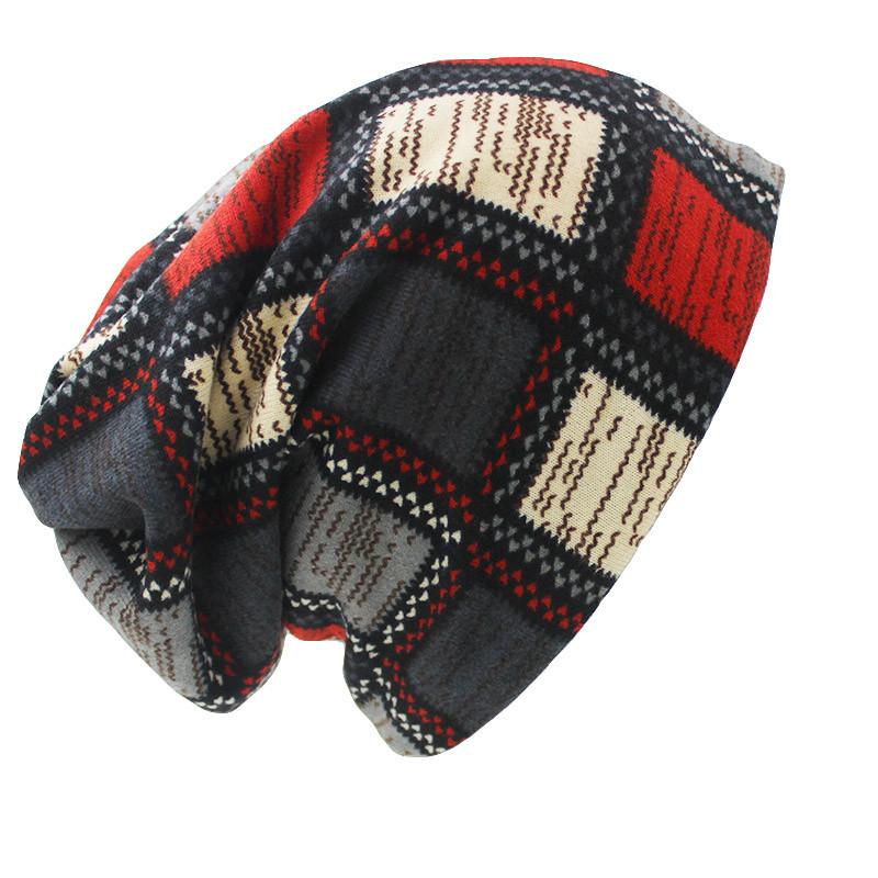 Marke Herbst Winter Hüte Für Frauen Skullies Und Mützen Männer Hut Unisex Plaid Design Kontrast Farbe Damen Hut BHT022 One Size von Joom DACH