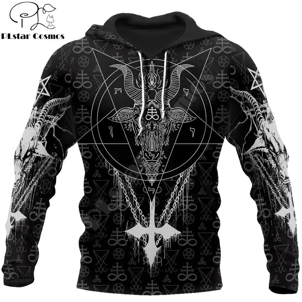 Marke Mode Herbst Hoodies Satanic Tattoo Symbole 3D All Over Gedruckt Herren Sweatshirt Unisex Zip Pullover Casual Jacke XXL von Joom DACH