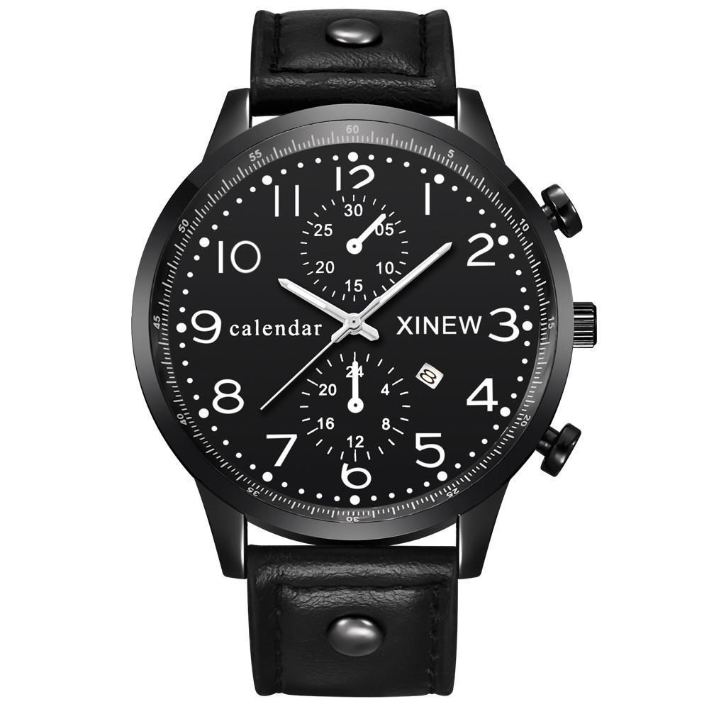 Marke Uhren Herren Lederband Datum Sport Army Armbanduhr schwarz von Joom DACH
