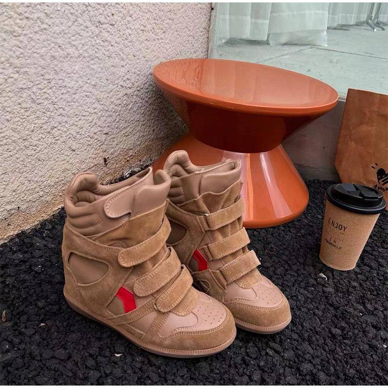 Marke Winter Damen Kurze Stiefel 6cm Keilabsatz High Top Sportschuhe Rutschfeste Dicke Schneestiefel Mode Dicke Sohle Damenschuhe 40 von Joom DACH