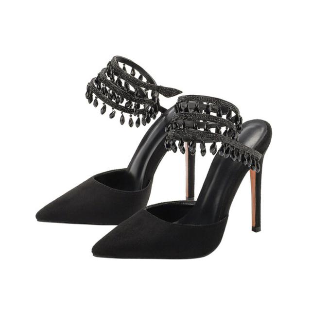 Markendesign Schlangenform Kristallanhänger Damen Sandalen Sommer Pailletten 11cm High Heels Party Hochzeit Brautschuhe Größe 40 41 42 37 von Joom DACH