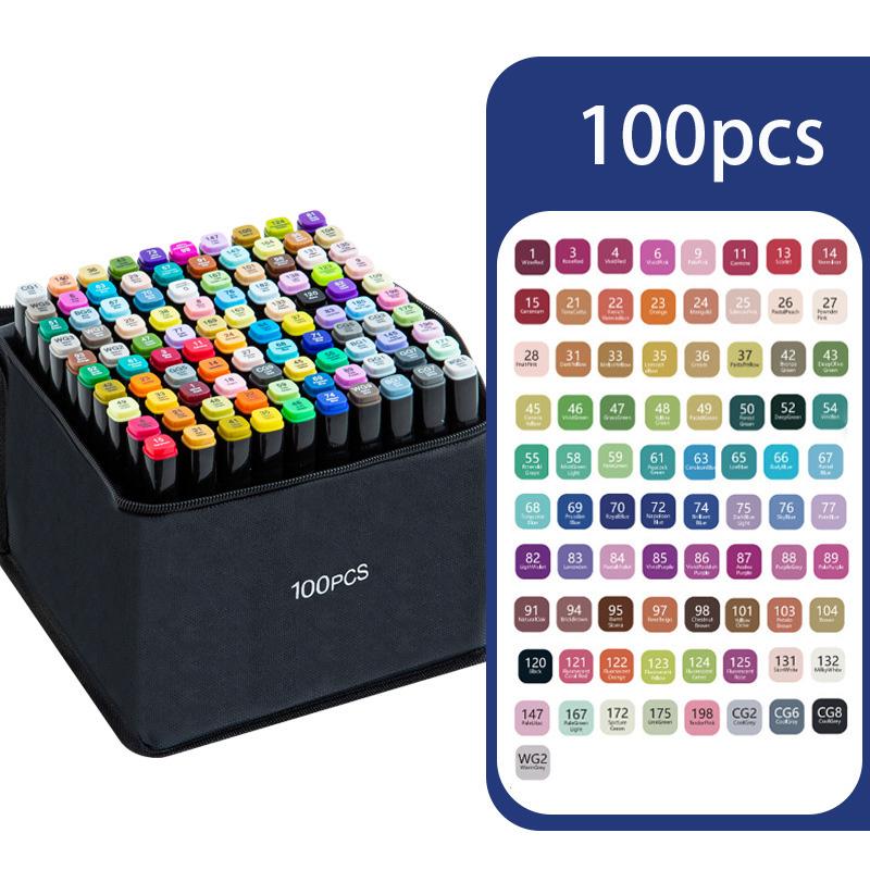 Marker-Set mit zwei Spitzen, Marker-Stift-Set mit gemischten Farben, Ausmalmarker, Mehrzweck-Farbmarker, Künstlerbedarf, Kunstmarker zum Ausmalen, Zauberhafter Stift 100pcs von Joom DACH