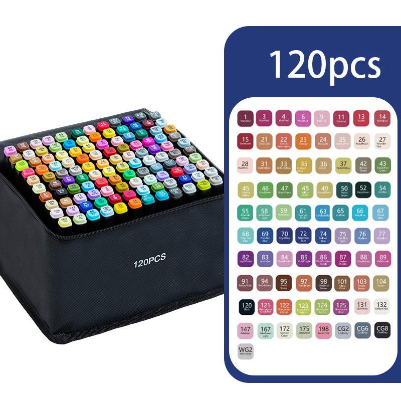 Marker-Set mit zwei Spitzen, Marker-Stift-Set mit gemischten Farben, Ausmalmarker, Mehrzweck-Farbmarker, Künstlerbedarf, Kunstmarker zum Ausmalen, Zauberhafter Stift 120pcs von Joom DACH