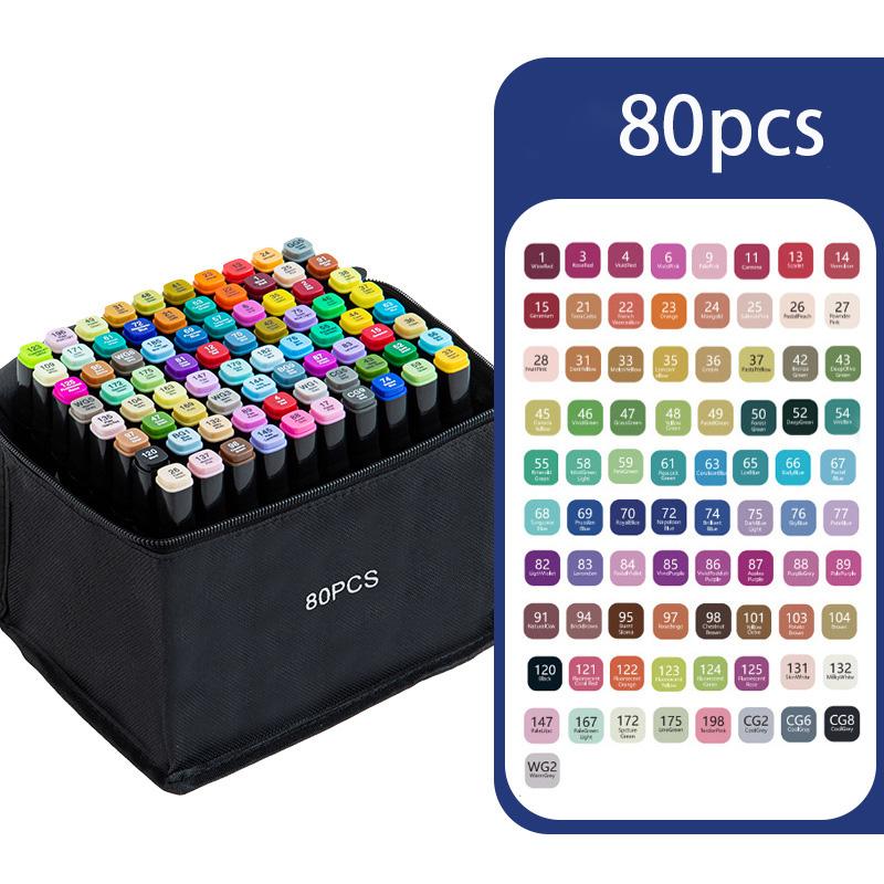 Marker-Set mit zwei Spitzen, Marker-Stift-Set mit gemischten Farben, Ausmalmarker, Mehrzweck-Farbmarker, Künstlerbedarf, Kunstmarker zum Ausmalen, Zauberhafter Stift 80pcs von Joom DACH