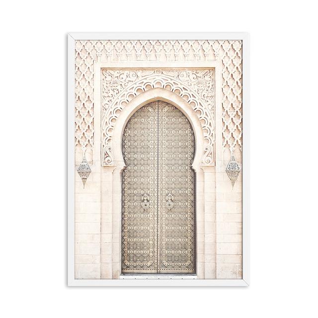 Marokkanische Tür, islamische Architektur, böhmische arabische Kalligraphie, Wandkunst, Leinwand, Panting-Poster, Druck, Wandbilder, Boho-Dekor 50X70cm No Frame von Joom DACH