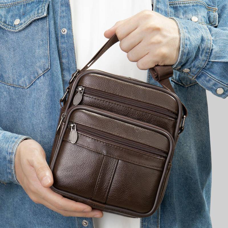 Marunte Herren Echtleder Umhängetasche - Vertikaler Stil Rindsleder Lässige Schultertasche von Joom DACH