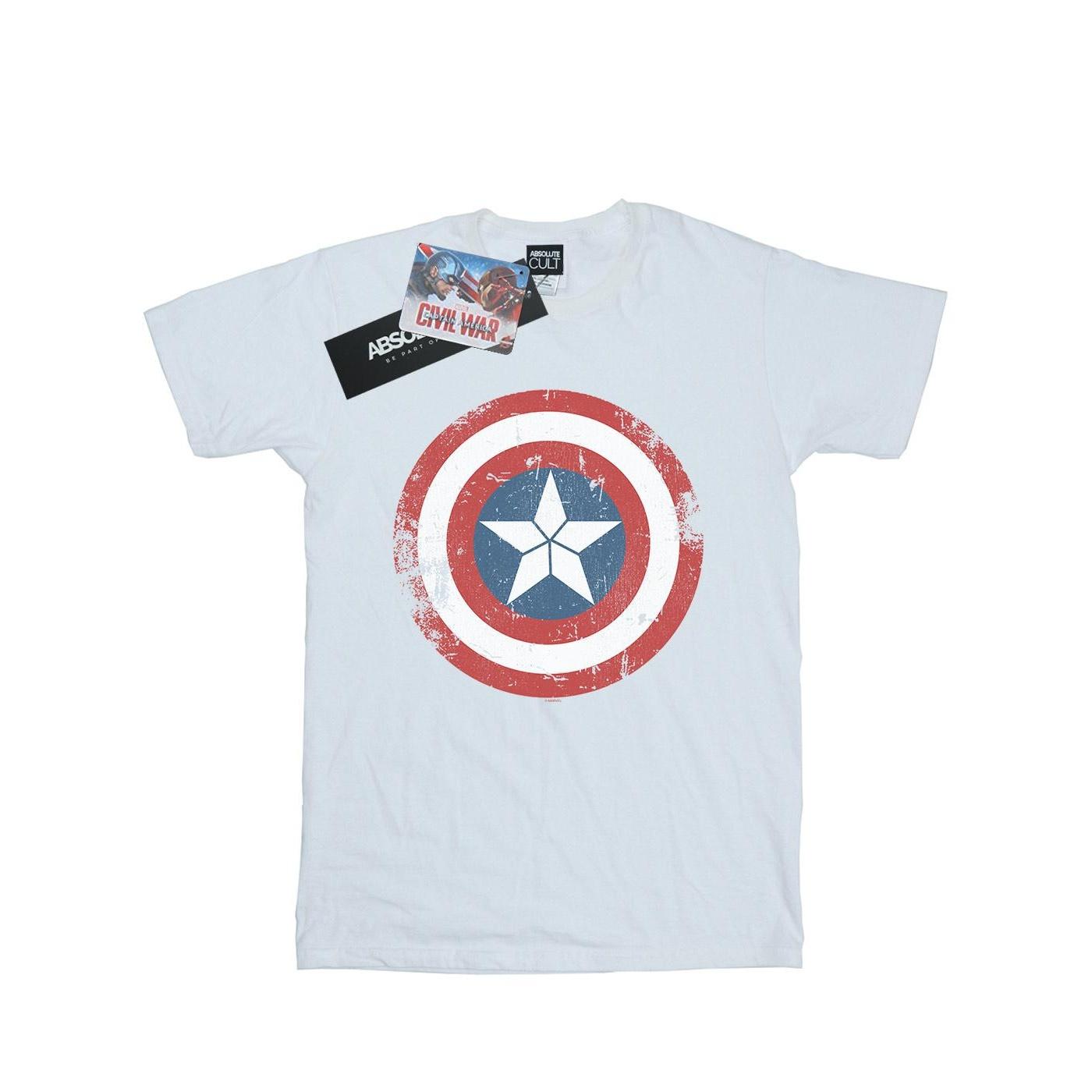 Marvel Boys Captain America Civil War Distressed Shield T-Shirt 5-6 Years weiß von Joom DACH