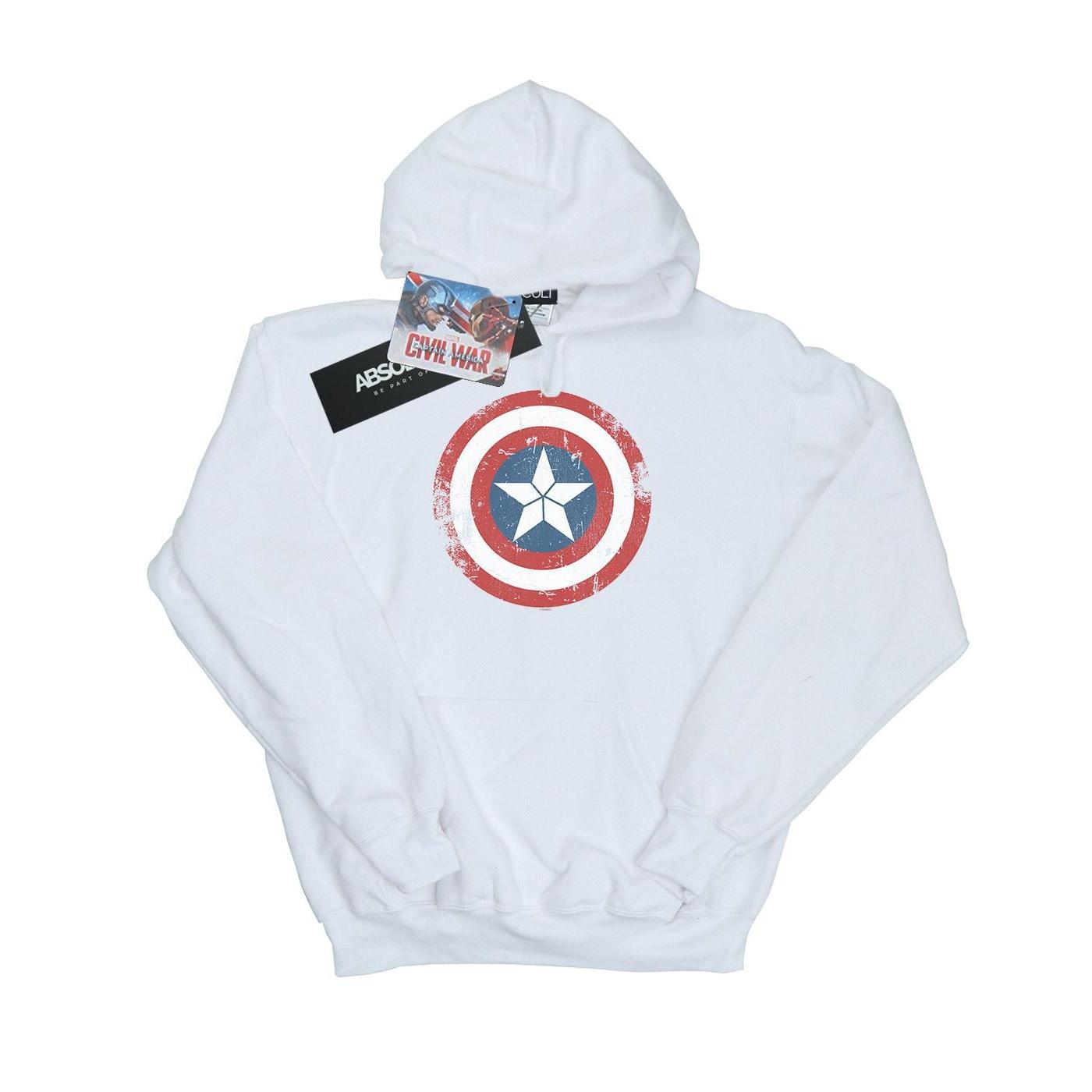 Marvel Damen/Damen Captain America Civil War Distressed Shield Kapuzenpullover XXL weiß von Joom DACH
