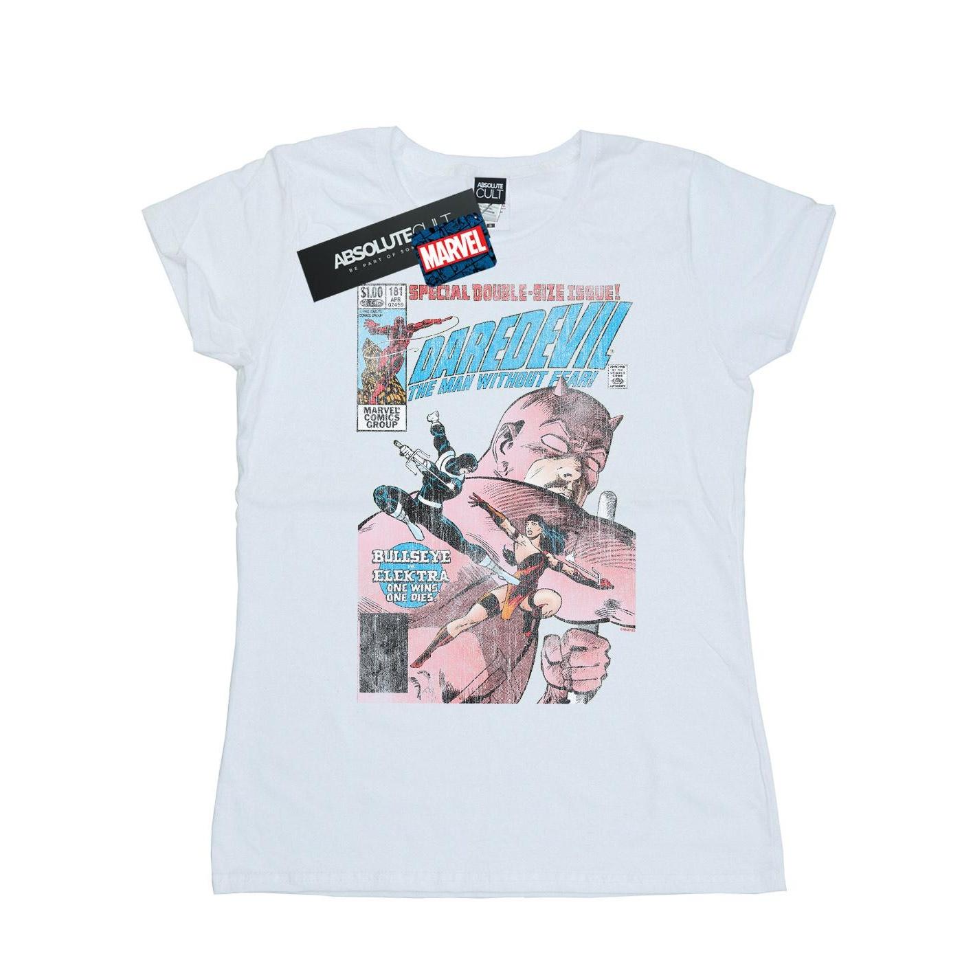 Marvel Damen/Damen Daredevil Distressed Bullseye Vs Elektra Cover Baumwoll-T-Shirt XXL weiß von Joom DACH