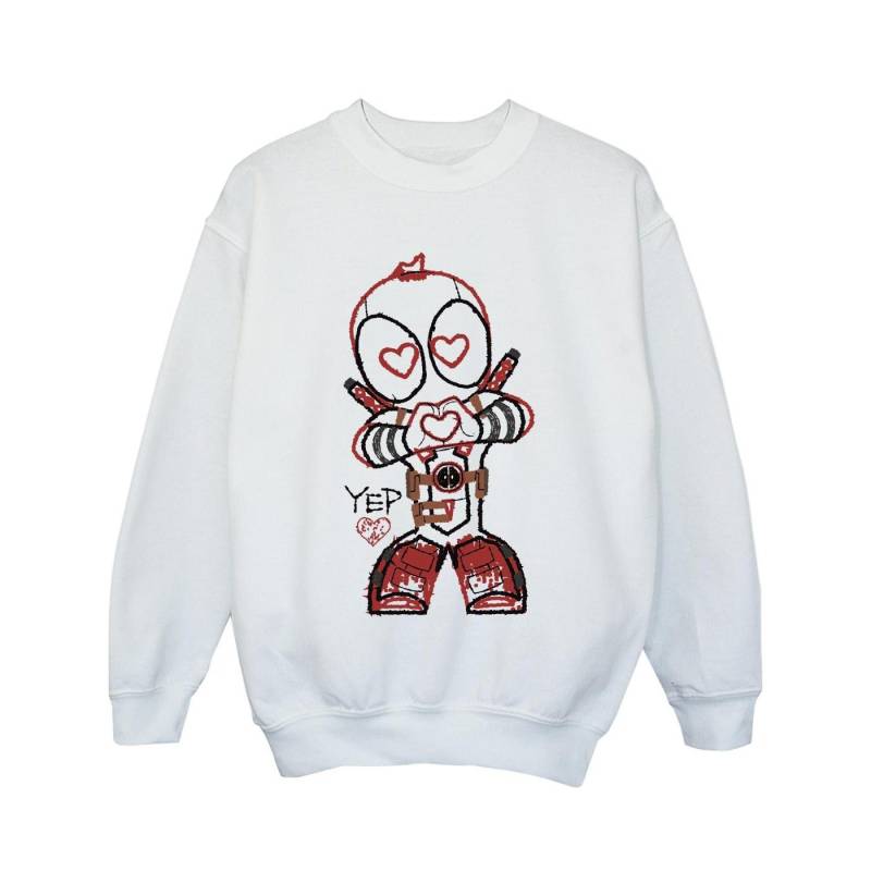 Marvel Mädchen Deadpool Love Beam Line Sweatshirt 7-8 Years weiß von Joom DACH