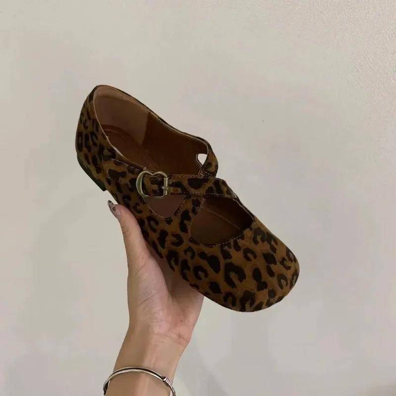 Mary Janes Schuhe Damen Leopard Slipper Wildleder Ballerinas Lässig Trend Herbst Neu Flache Laufschuhe Komfort Zapatos Mujer 40 Leo-Print von Joom DACH