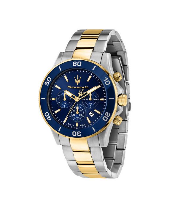 Maserati Competizione Chronograph Zweifarbig Edelstahl Blaues Zifferblatt Quarz R8873600006 100M Herrenuhr blau von Joom DACH