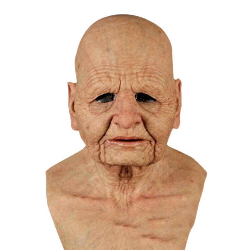 Maske für ältere Frauen und Männer, Faltenmaske für den ganzen Kopf, Gesichtsmaske für Opa/Oma, Teufel, Neuheitszubehör, Halloween-Party, Cosplay-Requisiten Lady-bald von Joom DACH