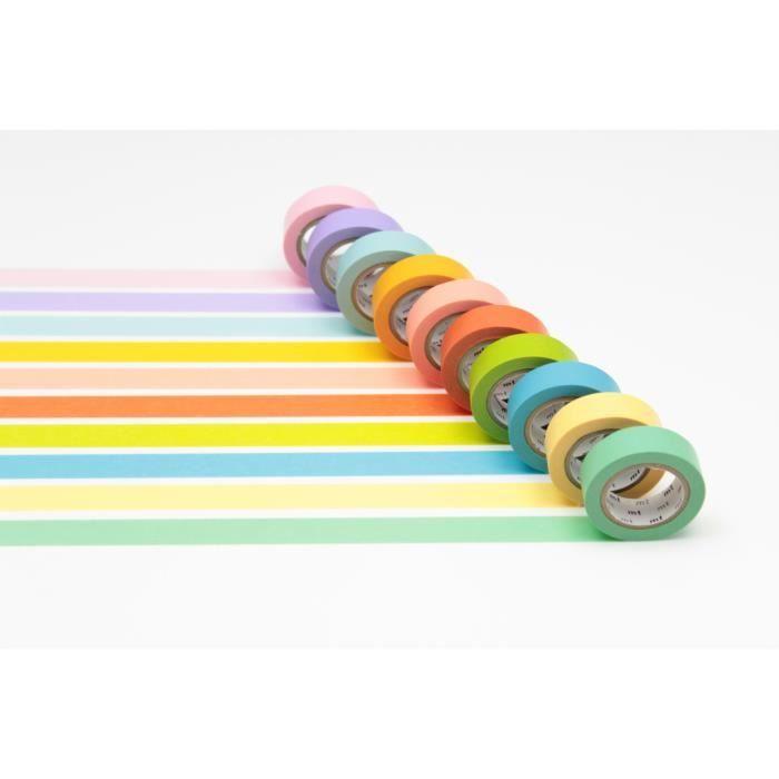 Masking Tape MT 1,5 cm Sortiment 10 Uni Helle Farben 2 Multicolor - Sortiert von Joom DACH