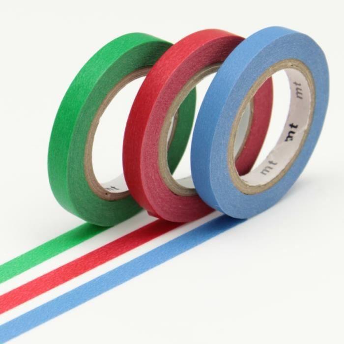 Masking Tape MT 6 mm SLIM Set de 3 - unis H (bleu rouge vert) - Masking Tape (MT) Multicolore - Assort von Joom DACH