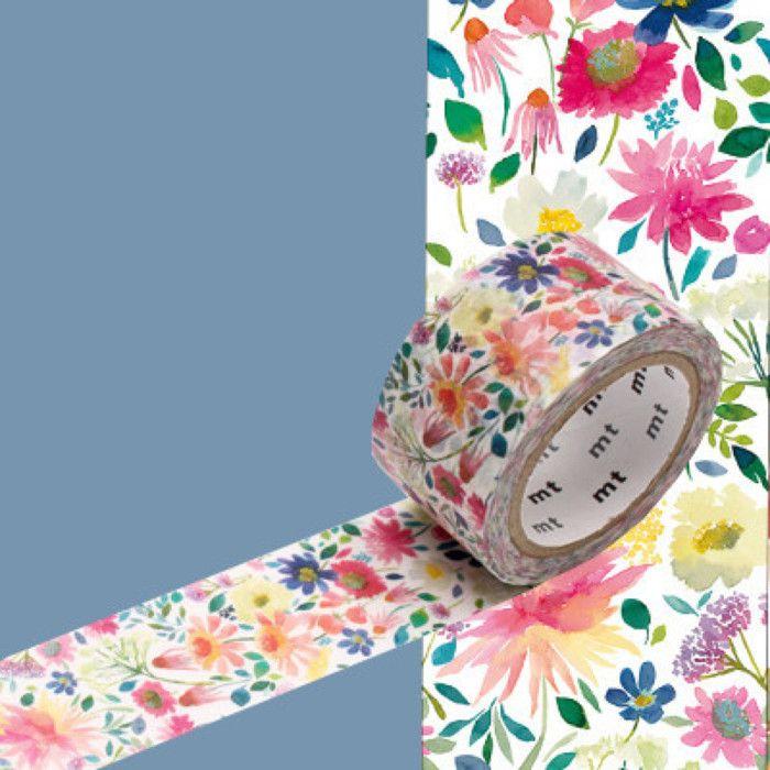 Masking Tape MT BlueBelleGray Blumen Zinnie 2,4cm x 7m bunt von Joom DACH