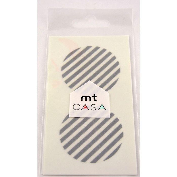 Masking Tape MT CASA SEAL Sticker rond en washi rayé argent - stripe silver - Masking Tape (MT) Argenté von Joom DACH
