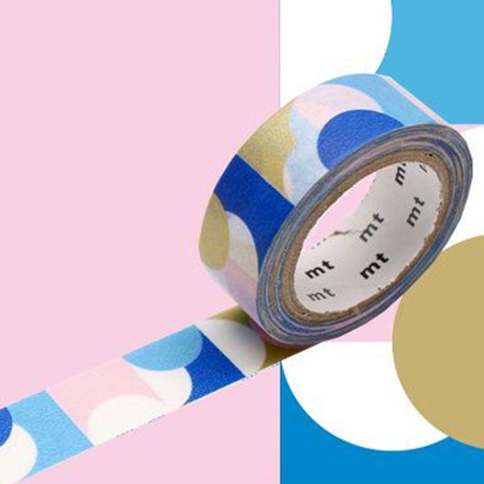 Masking tape demi-cercles - Or, rose et bleu - 1,5 cm x 7 m blau von Joom DACH